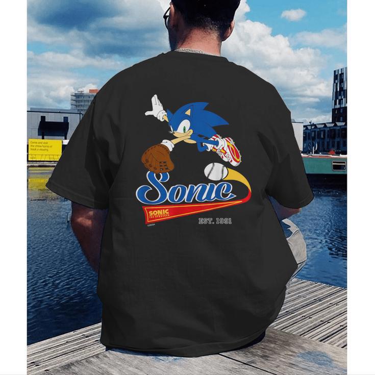 Sonic The Hedgehog Sonic Baseball Est 1991 Men's Back Print T-Shirt Sonic The Hedgehog Sonic Baseball Est 1991 Men's Back Print T-Shirt