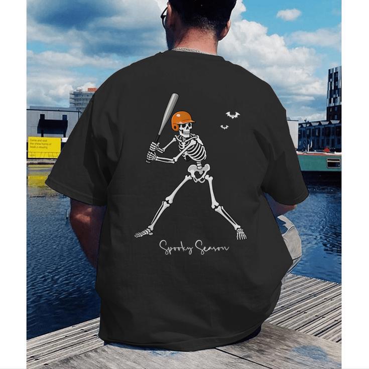 Spooky Season Skeleton Baseball Player Halloween Batter Men's Back Print T-Shirt