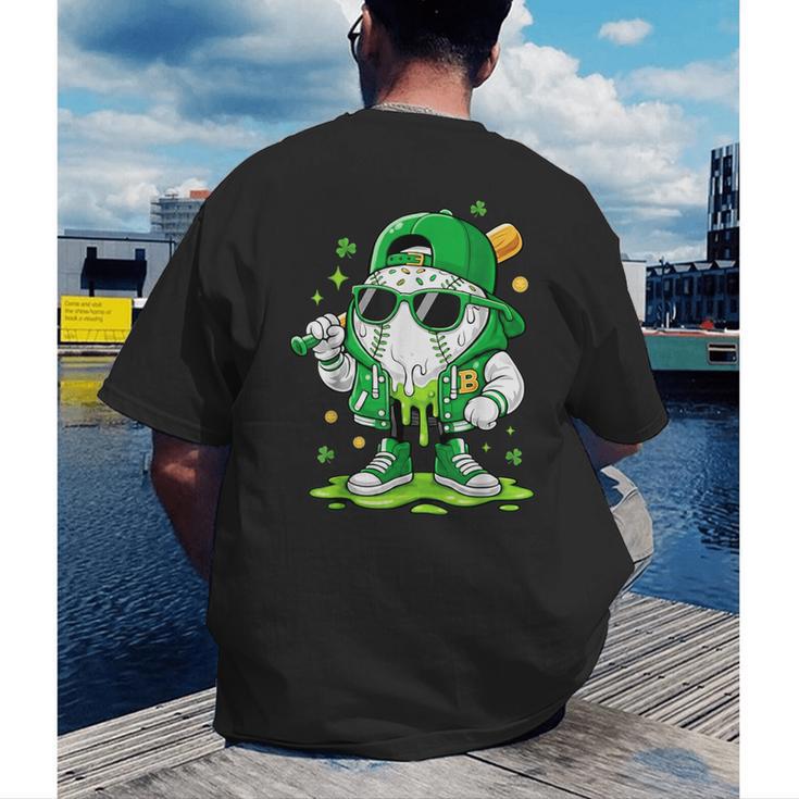 St Patrick Day Baseball Drip Ice Cream Men Boys Kids Men's Back Print T-Shirt