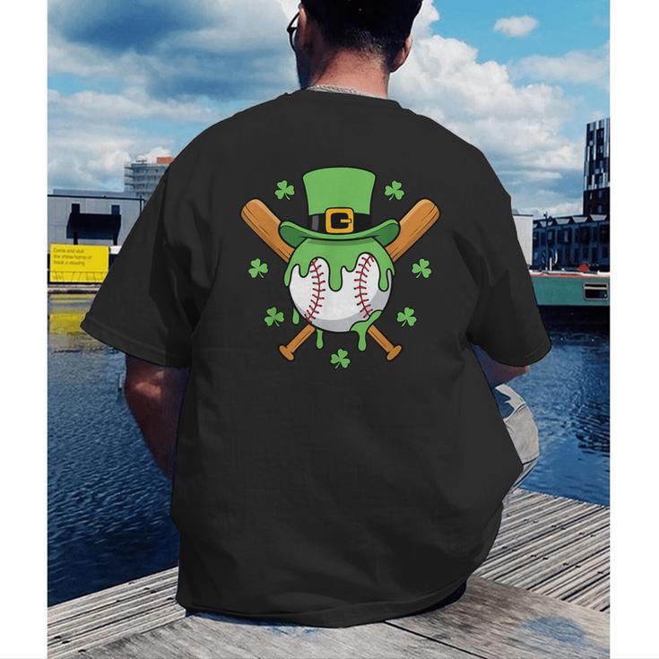 St Patricks Day Baseball Drip Ice Cream Baseball Home Plate Men's Back Print T-Shirt