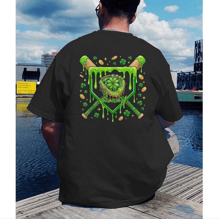 St Patricks Day Baseball Ice Cream Shamrock Baseball Player Men's Back Print T-Shirt St Patricks Day Baseball Ice Cream Shamrock Baseball Player Men's Back Print T-Shirt