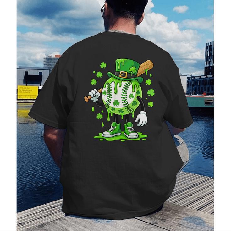 St Patricks Day Shamrock Baseball Drip Icecream Irish Boys Men's Back Print T-Shirt St Patricks Day Shamrock Baseball Drip Icecream Irish Boys Men's Back Print T-Shirt