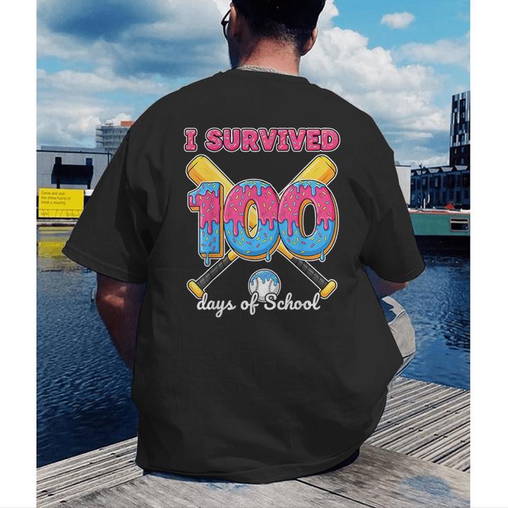 I Survived 100 Days Of School Baseball Cream Drip Boys Men's Back Print T-Shirt I Survived 100 Days Of School Baseball Cream Drip Boys Men's Back Print T-Shirt