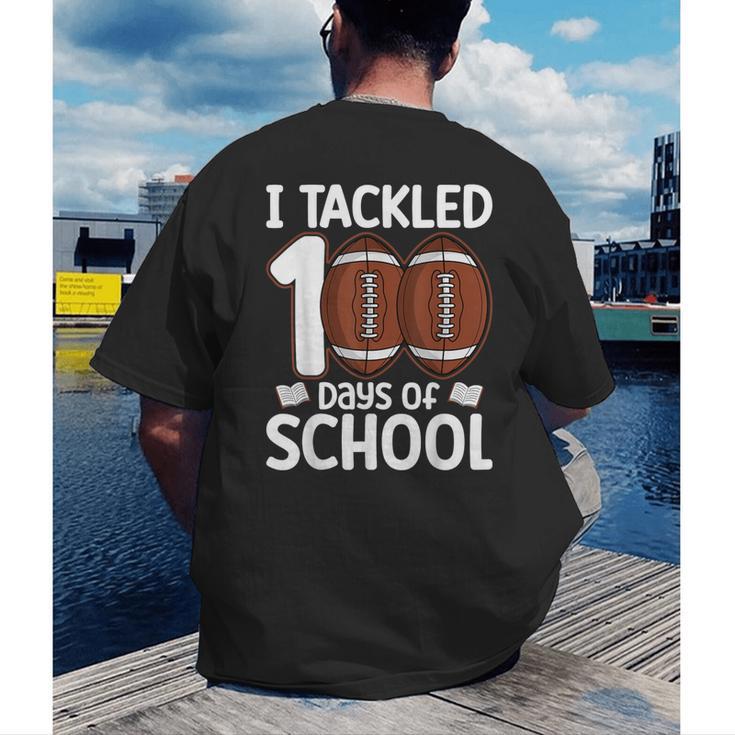 I Tackled 100 Days Of School Baseball Player Kids Teacher Men's Back Print T-Shirt I Tackled 100 Days Of School Baseball Player Kids Teacher Men's Back Print T-Shirt