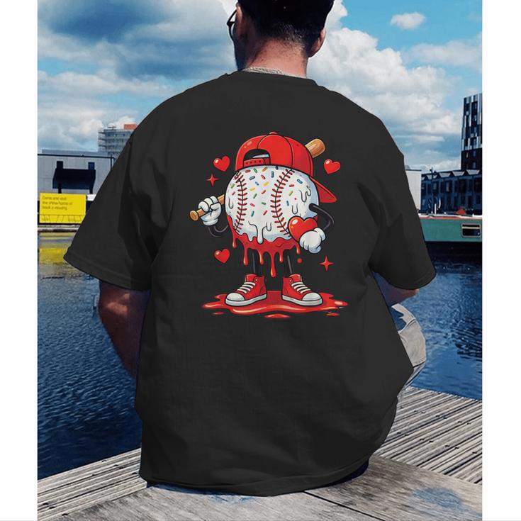 Valentine Baseball Drip Ice Cream Youth Boys Couples Men's Back Print T-Shirt Valentine Baseball Drip Ice Cream Youth Boys Couples Men's Back Print T-Shirt