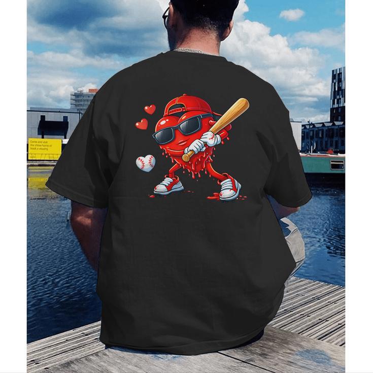 Valentine Baseball Heart Sports Love Valentines Day Boys Men's Back Print T-Shirt Valentine Baseball Heart Sports Love Valentines Day Boys Men's Back Print T-Shirt