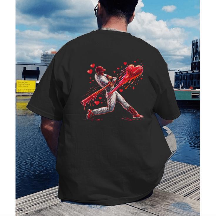 Valentine Baseball Player Drip Men's Back Print T-Shirt