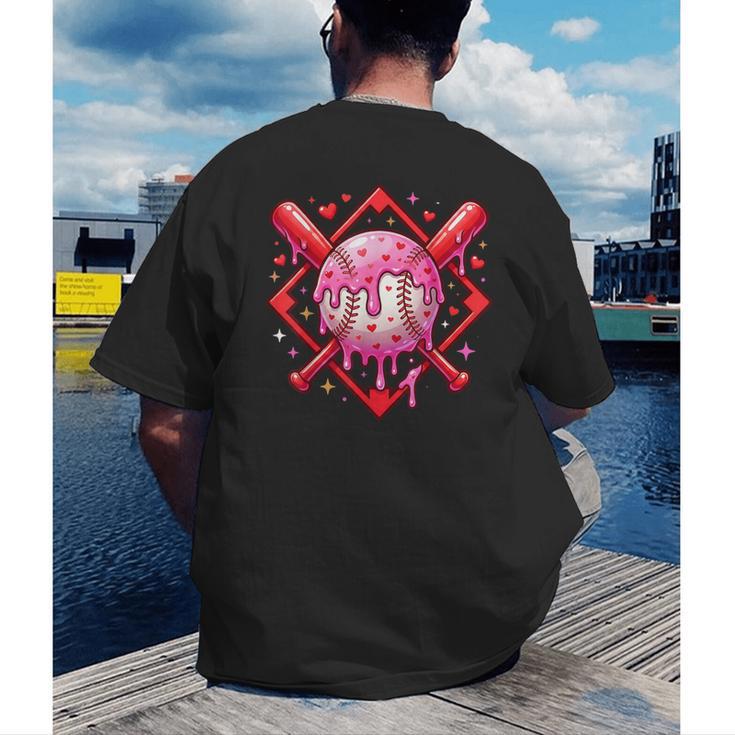 Valentines Day Baseball Boys Ice Cream Drip Heart Youth Kids Men's Back Print T-Shirt Valentines Day Baseball Boys Ice Cream Drip Heart Youth Kids Men's Back Print T-Shirt