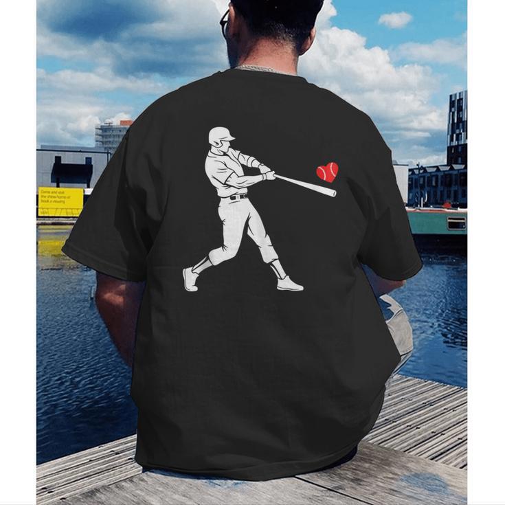 Valentines US Baseball Player Silhouette Heart Men's Back Print T-Shirt Valentines US Baseball Player Silhouette Heart Men's Back Print T-Shirt