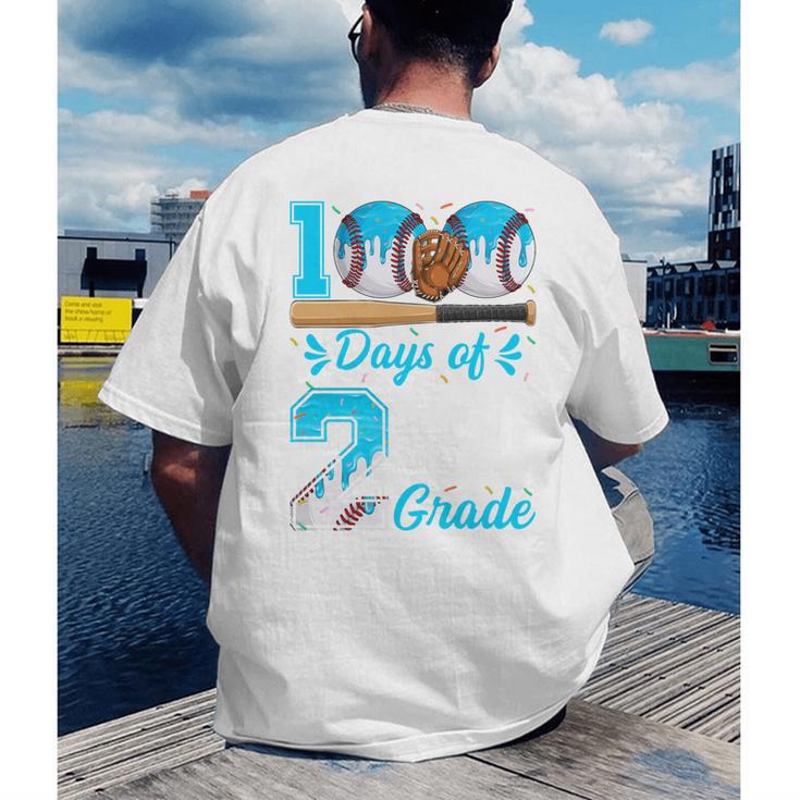 100 Days Of 2nd Grade Baseball 100th Day Of School Boys Kids Men's Back Print T-Shirt