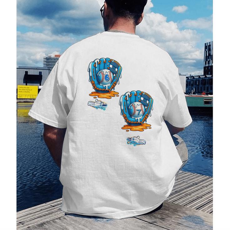 6-7 Meme Baseball Drip Team Glove Catcher Ice Cream Men's Back Print T-Shirt 6-7 Meme Baseball Drip Team Glove Catcher Ice Cream Men's Back Print T-Shirt