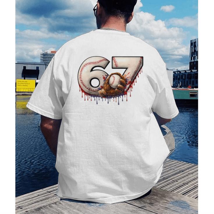 6 7 Six Seven American Baseball Graphic Men's Back Print T-Shirt 6 7 Six Seven American Baseball Graphic Men's Back Print T-Shirt
