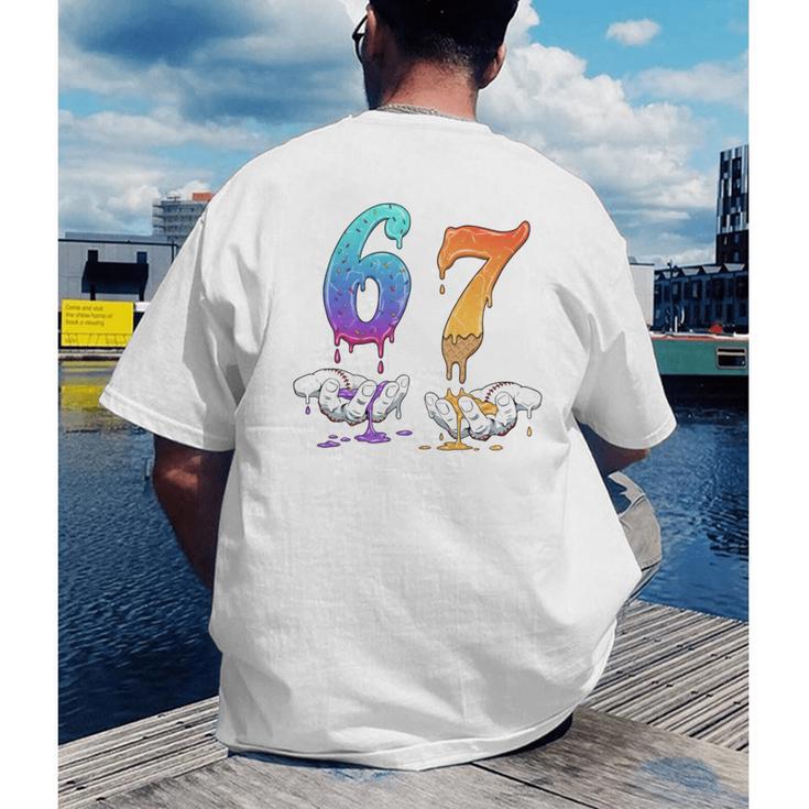 67 Meme Baseball Kids Girls Humor Number 6 7 Men's Back Print T-Shirt 67 Meme Baseball Kids Girls Humor Number 6 7 Men's Back Print T-Shirt