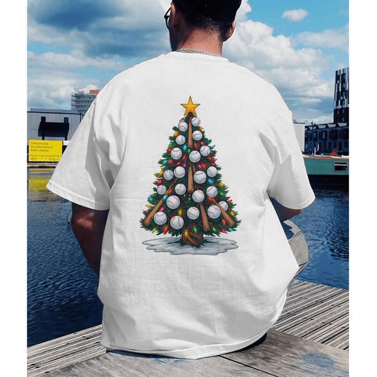 Baseball Christmas Tree Men Boys Youth Santa Sports Men's Back Print T-Shirt Baseball Christmas Tree Men Boys Youth Santa Sports Men's Back Print T-Shirt
