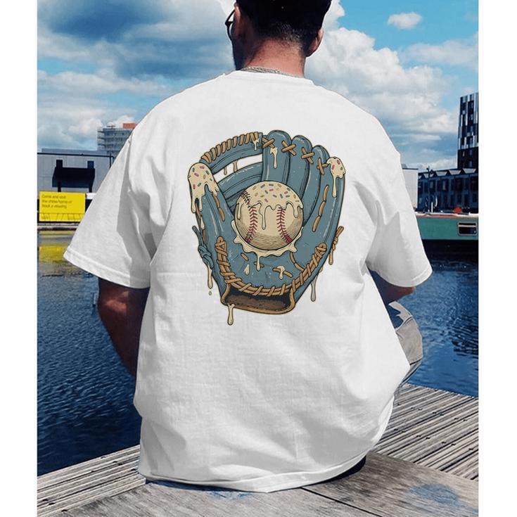 Baseball Drip Ice Cream Glove With Sprinkles And Ball Youth Premium Tri-Blend Men's Back Print T-Shirt Baseball Drip Ice Cream Glove With Sprinkles And Ball Youth Premium Tri-Blend Men's Back Print T-Shirt