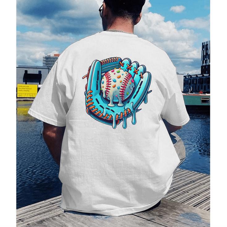 Baseball Drip Ice Cream Sprinkles Baseball Player Premium Tri-Blend Men's Back Print T-Shirt