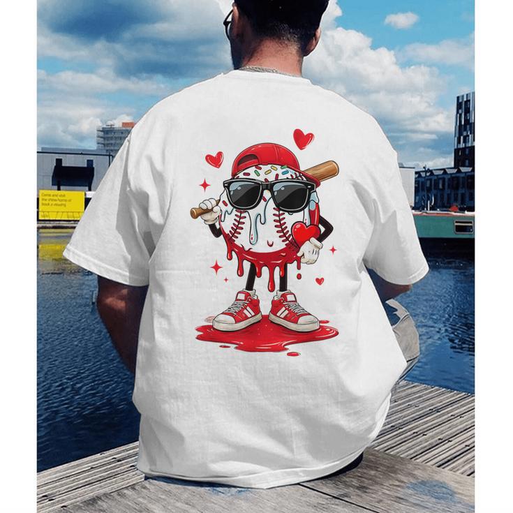 Baseball Drip Ice Cream Sunglasses Boys Youth Kids Valentine Men's Back Print T-Shirt Baseball Drip Ice Cream Sunglasses Boys Youth Kids Valentine Men's Back Print T-Shirt