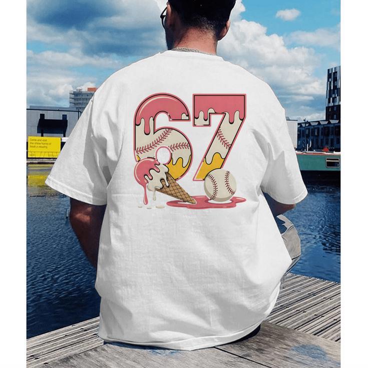 Baseball Drip Number 67 Player Ice Cream Or 67th Birthday Men's Back Print T-Shirt Baseball Drip Number 67 Player Ice Cream Or 67th Birthday Men's Back Print T-Shirt