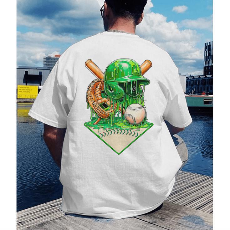 Baseball Life Style Ice Cream Drip Green Premium Tri-Blend Men's Back Print T-Shirt Baseball Life Style Ice Cream Drip Green Premium Tri-Blend Men's Back Print T-Shirt