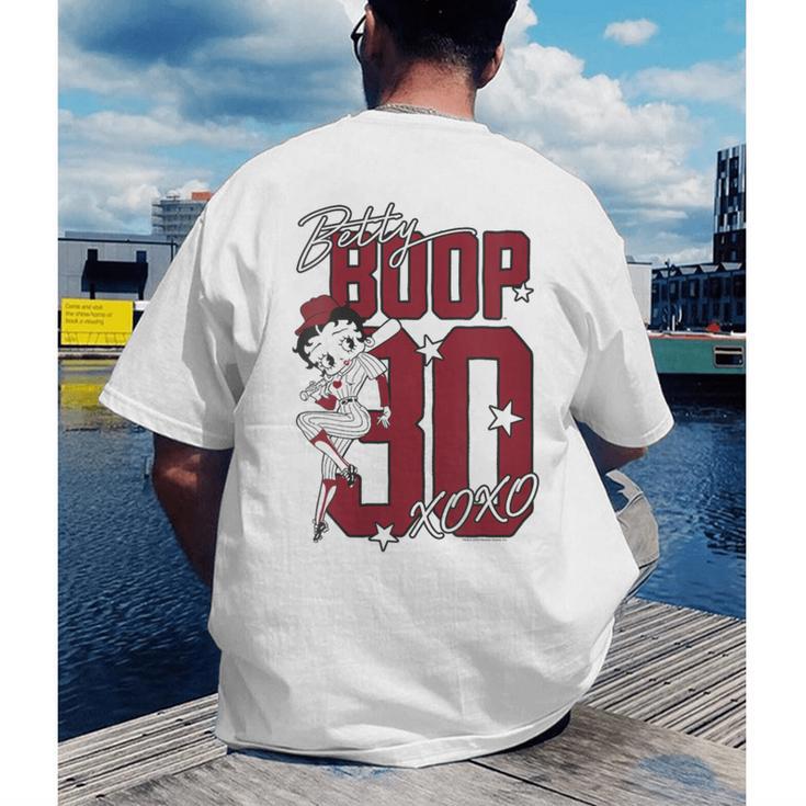 Betty Boop Baseball Logo Jersey With Stars Cute Cartoon Men's Back Print T-Shirt
