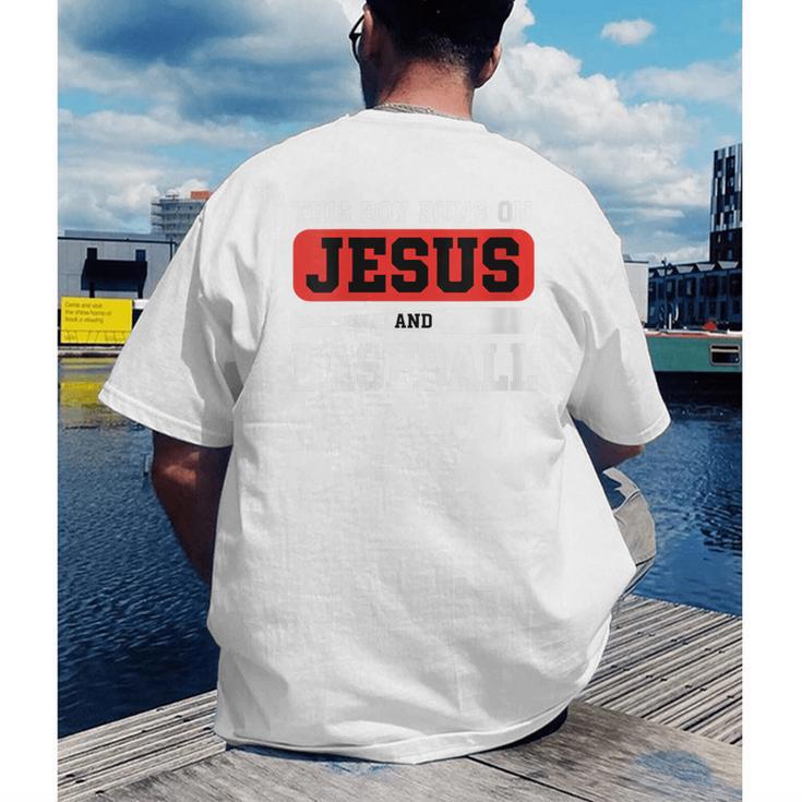 This Boy Runs On Jesus And Baseball Christian Baseball Men's Back Print T-Shirt This Boy Runs On Jesus And Baseball Christian Baseball Men's Back Print T-Shirt