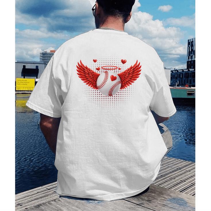 Cute Baseball &Cupid Wings Happy Valentines Boys Men Men's Back Print T-Shirt Cute Baseball &Cupid Wings Happy Valentines Boys Men Men's Back Print T-Shirt