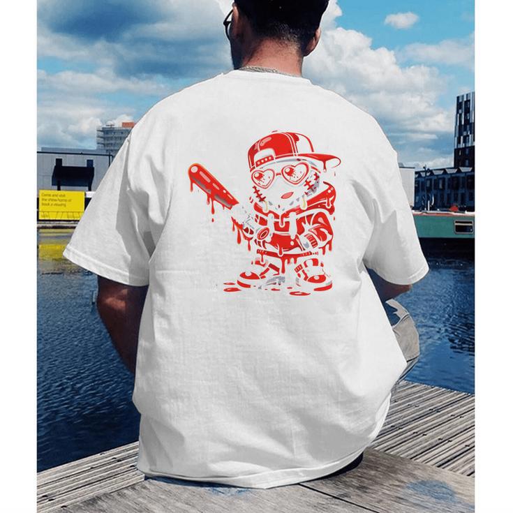 Drippy Baseball Mascot Valentine Heart Glasses Cartoon Men's Back Print T-Shirt Drippy Baseball Mascot Valentine Heart Glasses Cartoon Men's Back Print T-Shirt