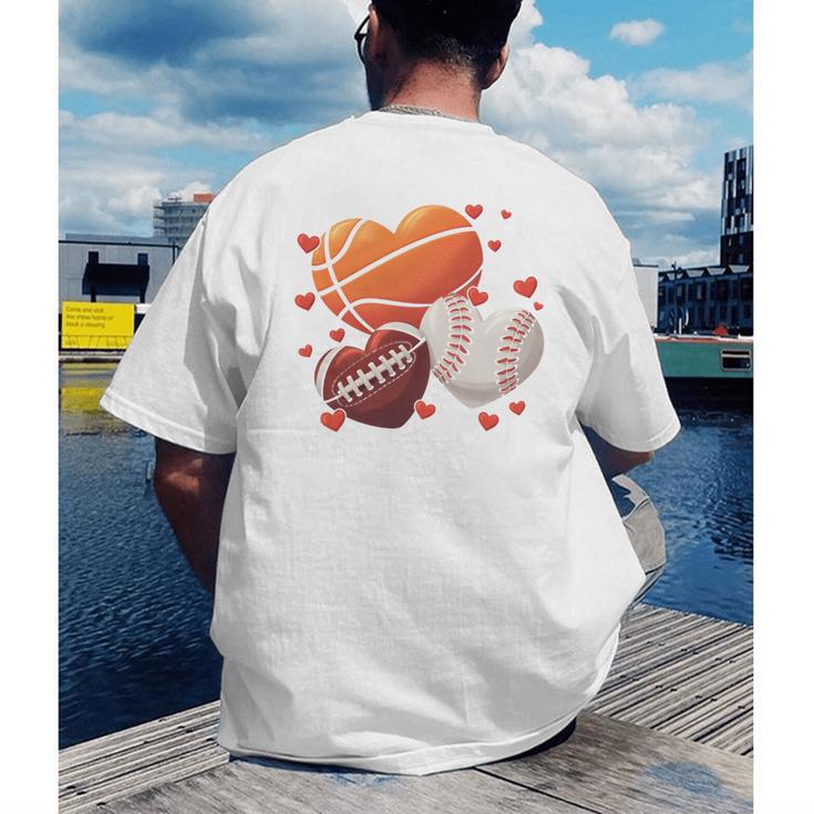 Football Basketball Baseball Heart Valentine Boys Men Kid Men's Back Print T-Shirt