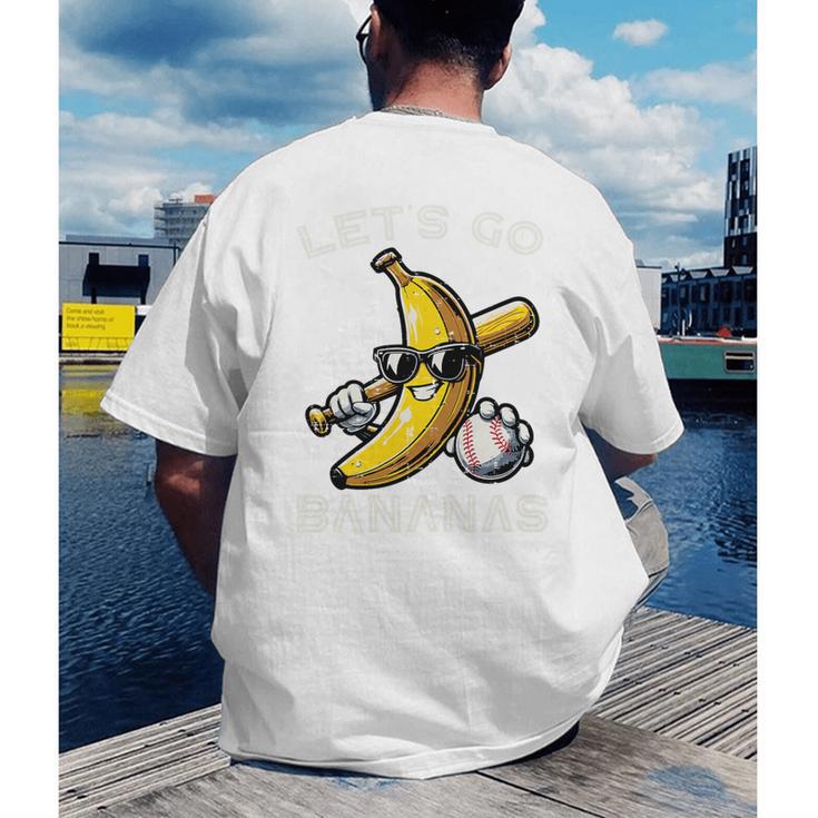 Lets Go Bananas Baseball Retro Sports Boys Kids Men Youth Premium Tri-Blend Men's Back Print T-Shirt