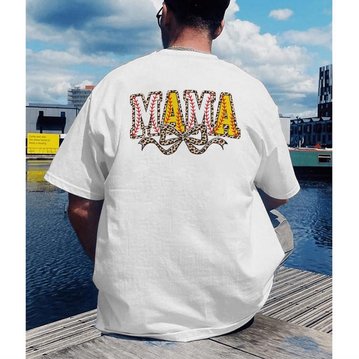 Leopard Baseball Softball Mama Bow Softball Baseball Mom Men's Back Print T-Shirt Leopard Baseball Softball Mama Bow Softball Baseball Mom Men's Back Print T-Shirt