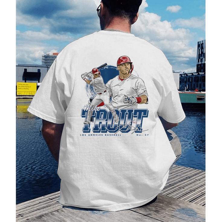 Mike Trout Los Angeles A MLB Baseball Players MLBMTR302N Men's Back Print T-Shirt