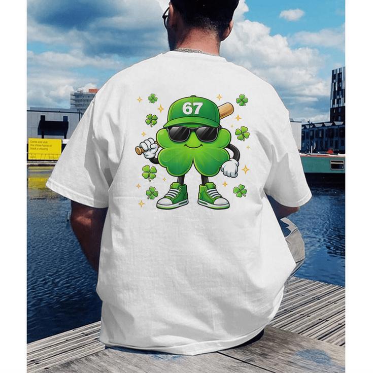 Shamrocks Playing Baseball St Patricks Day 6 7 Meme Men Boys Men's Back Print T-Shirt