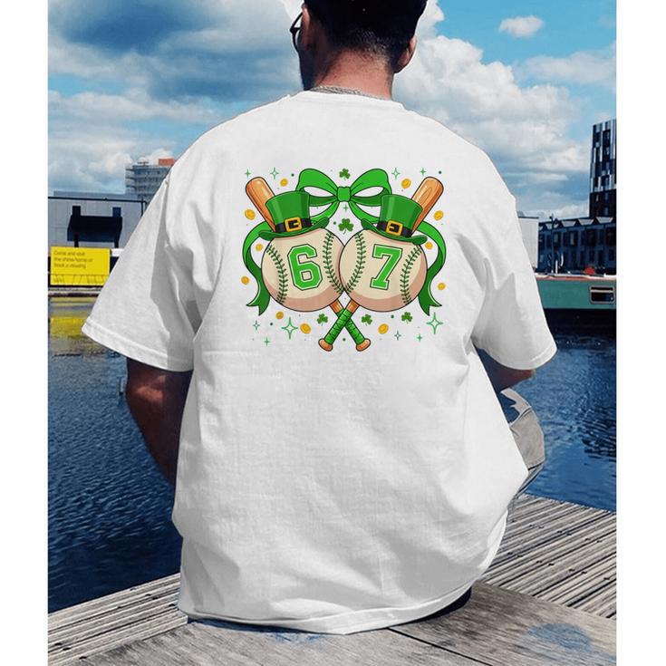 Six Seven 67 Meme Baseball Coquette Bow St Patrick's Day Men's Back Print T-Shirt