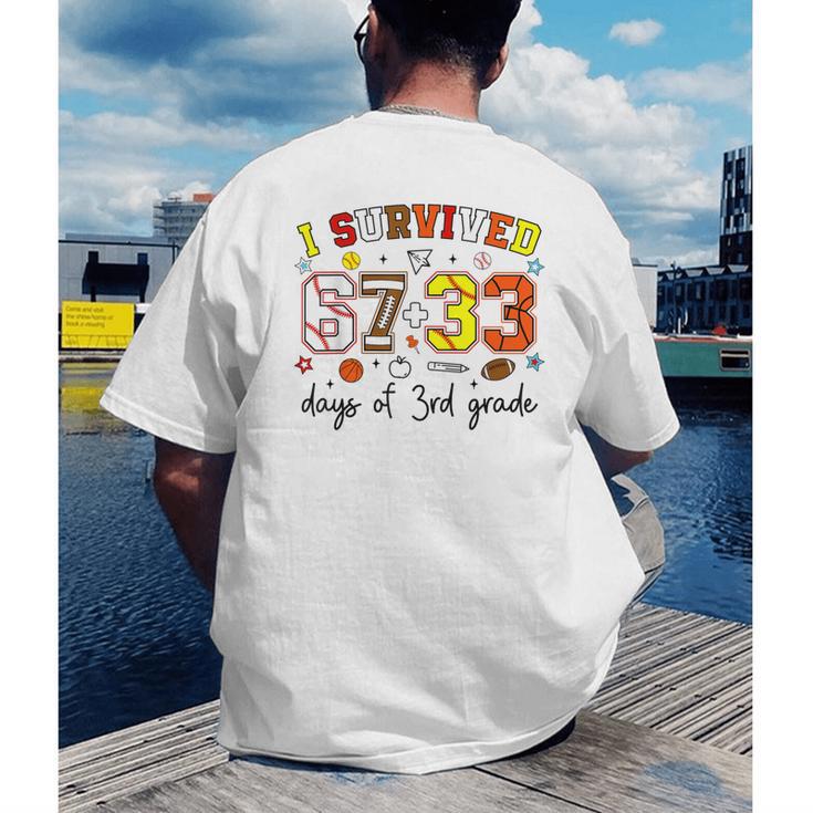 I Survived 6733 Days Baseball Football Softball 3rd Grade Men's Back Print T-Shirt I Survived 6733 Days Baseball Football Softball 3rd Grade Men's Back Print T-Shirt