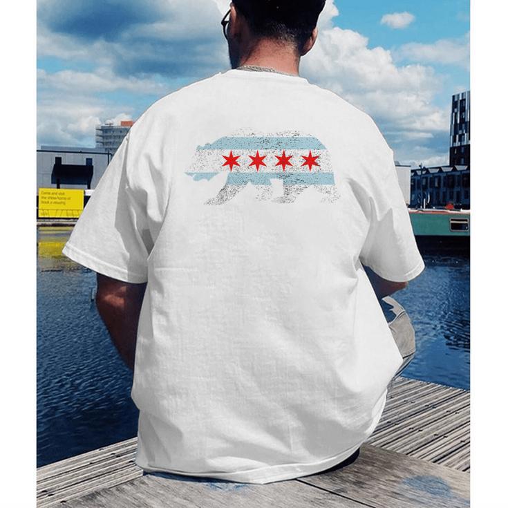Sweet Vintage Retro Chicago City Flag Bear Print Raglan Baseball Tee Men's Back Print T-Shirt Sweet Vintage Retro Chicago City Flag Bear Print Raglan Baseball Tee Men's Back Print T-Shirt