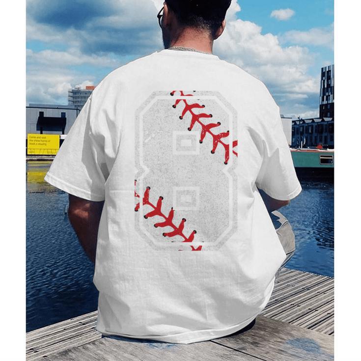 Vintage Baseball 8 Jersey Number 8 Men's Back Print T-Shirt Vintage Baseball 8 Jersey Number 8 Men's Back Print T-Shirt