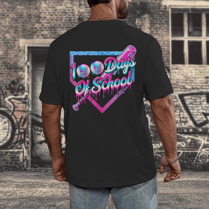 100 Days Of School Baseball 100th Day Ice Cream Boys Kids Men's Back Print T-Shirt 100 Days Of School Baseball 100th Day Ice Cream Boys Kids Men's Back Print T-Shirt