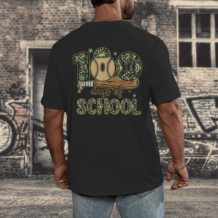 100 Days Of School Baseball Camo Boys Kids 100th Day Men's Back Print T-Shirt 100 Days Of School Baseball Camo Boys Kids 100th Day Men's Back Print T-Shirt