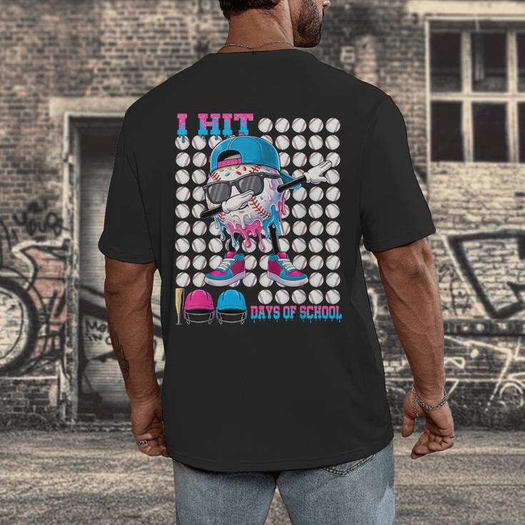 100 Days Of School Baseball Drip Boys Kids 100th Day School Men's Back Print T-Shirt