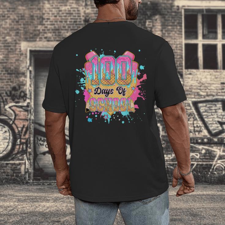 100 Days Of School Baseball Drip Boys Kids 100th Day Men's Back Print T-Shirt 100 Days Of School Baseball Drip Boys Kids 100th Day Men's Back Print T-Shirt