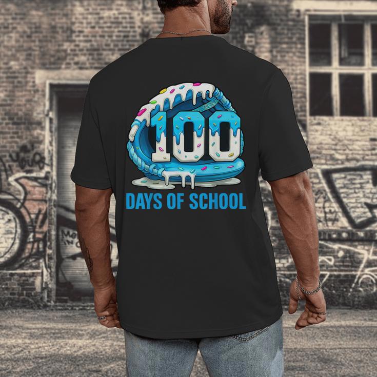 100 Days Of School Baseball Drip Ice Cream Kid Boy 100th Day Men's Back Print T-Shirt