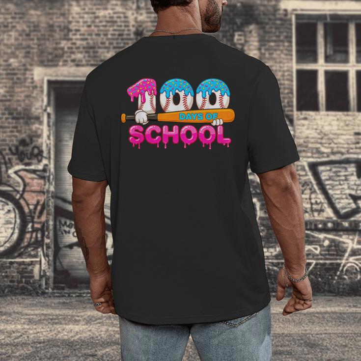 100 Days Of School Baseball Ice Cream Drip For Teacher Kid Men's Back Print T-Shirt