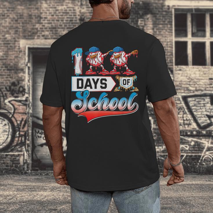 100 Days Of School Boys Baseball Drip 100th Day Dabbing Ball Men's Back Print T-Shirt