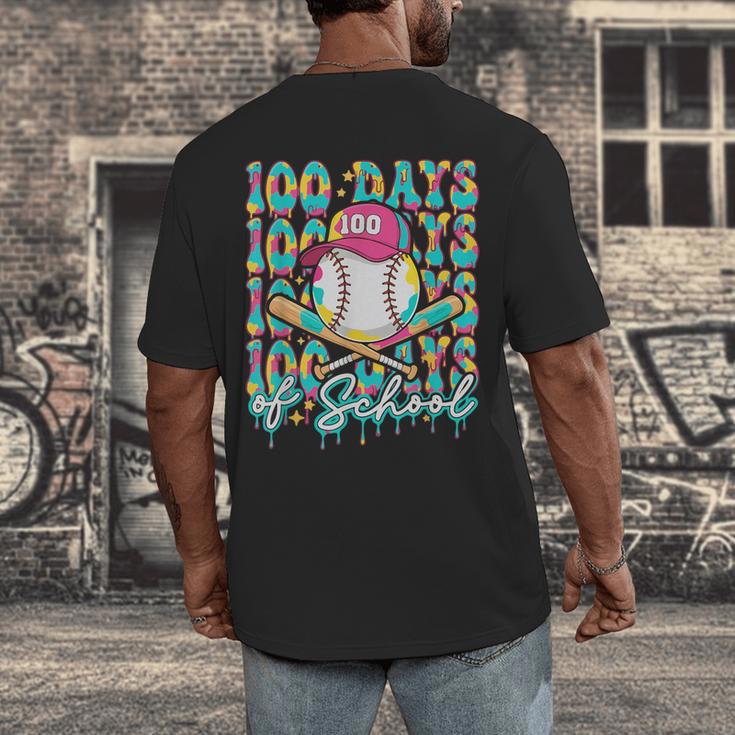 100 Days Of School Drip Baseball 100th Day Baseball School Men's Back Print T-Shirt 100 Days Of School Drip Baseball 100th Day Baseball School Men's Back Print T-Shirt