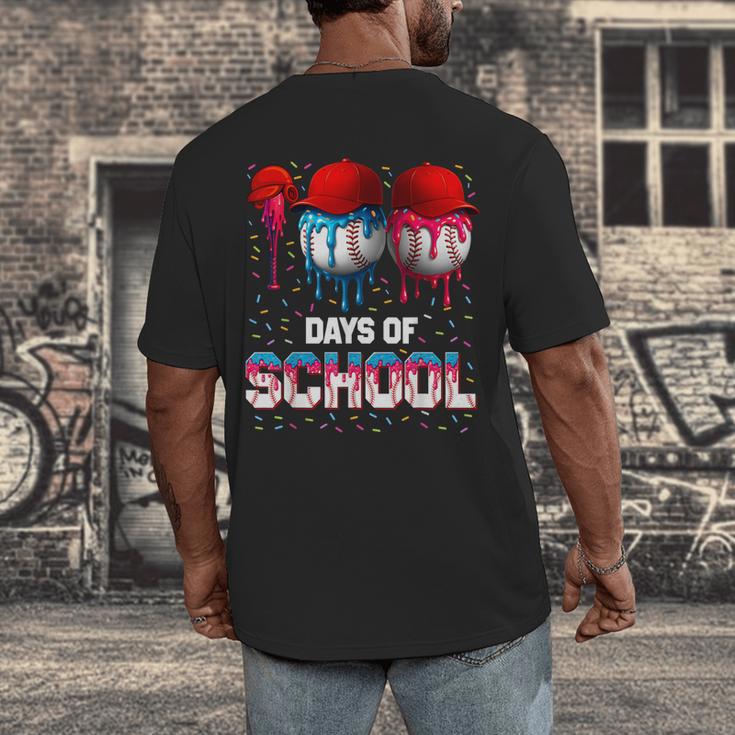 100 Days Of School Dripping Baseball 100th Day Teacher Boy Men's Back Print T-Shirt