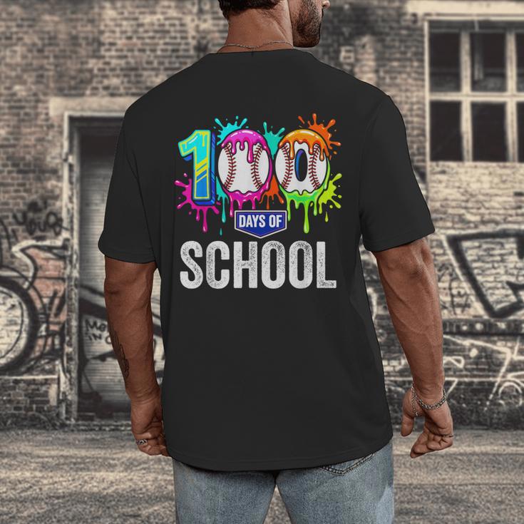 100 Days Of School Dripping Baseball Boys Kids Teacher Men's Back Print T-Shirt 100 Days Of School Dripping Baseball Boys Kids Teacher Men's Back Print T-Shirt