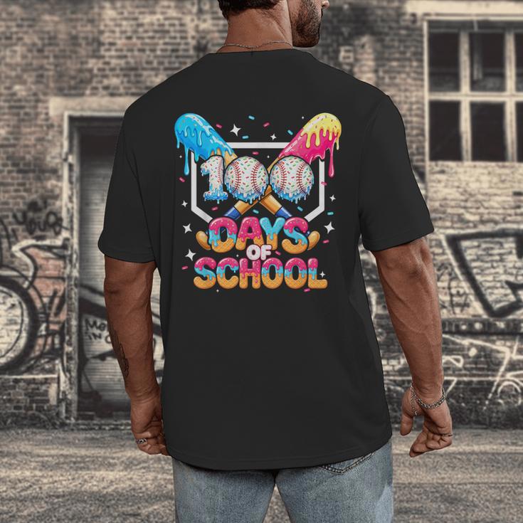 100 Days Of School Ice Cream Baseball Player For Kids Boys Men's Back Print T-Shirt