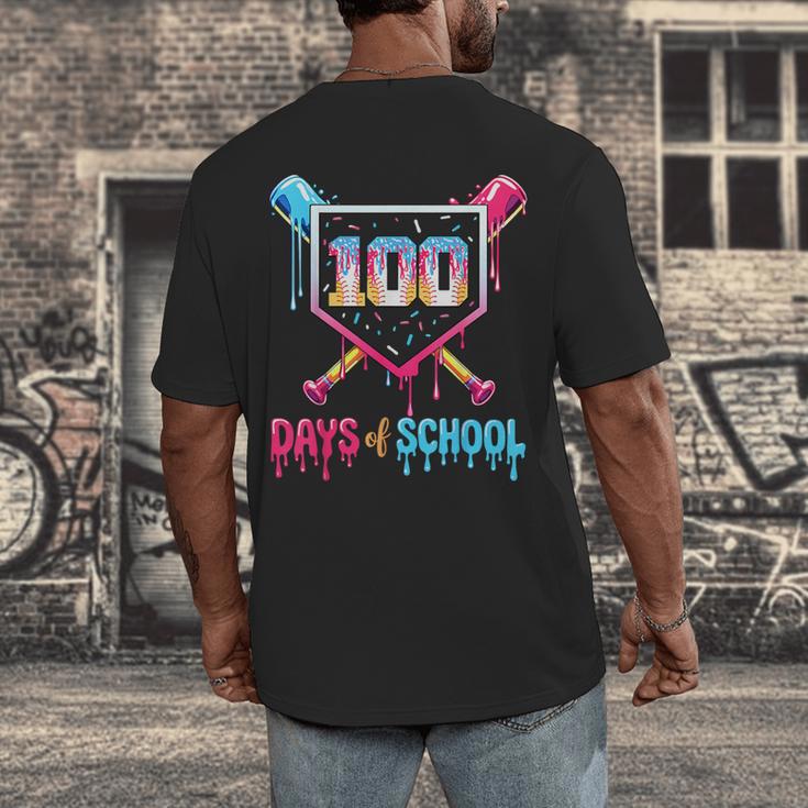 100 Days Of School Ice Cream Drip Baseball 100 Days Smarter Men's Back Print T-Shirt 100 Days Of School Ice Cream Drip Baseball 100 Days Smarter Men's Back Print T-Shirt