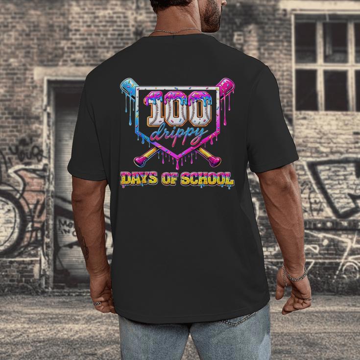 100 Drippy Days Of School Baseball For Boy Kids Men's Back Print T-Shirt