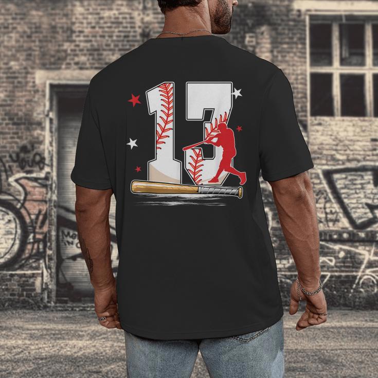 13 Years Old Baseball Birthday Boy 13th Bday Party Men's Back Print T-Shirt 13 Years Old Baseball Birthday Boy 13th Bday Party Men's Back Print T-Shirt